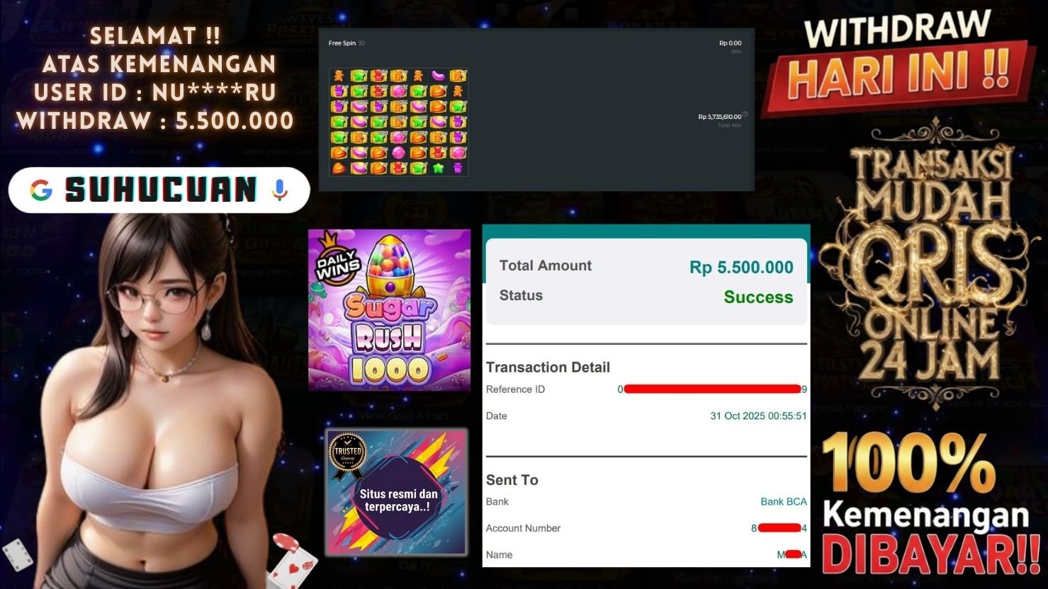 SUHUCUAN JACKPOT SLOT SUGAR RUSH 1000